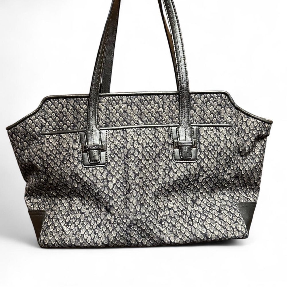Coach Black brown/tan and Gray Patterned Tote